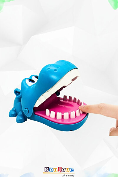 Bonjour Gift & Hobby Hipopotam Diş Hekimi Çocuk Masa Oyunu, Isırma Parmak Oyunları Eğlenceli Oyuncak