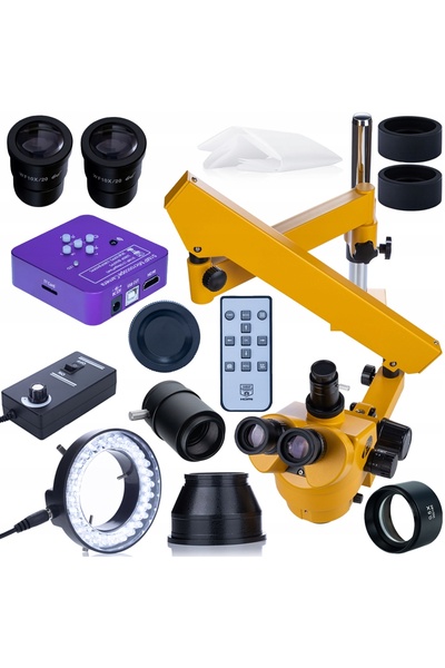 Rosfix Trinocular Microscope 7–45x with 51MP Camera | Set with 0.5x Barlow and 56x LED