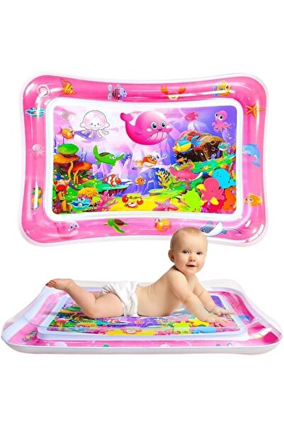 Toy Saltea gonflabilă interactivă cu apă pentru copii, temă oceanică cu pești, roz, 66x46 cm