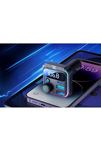 Joyroom JR-CCB01 Car FM Transmitter, 2x USB, 1x USB-C, Dual Microphone, 48W, Bluetooth, Black