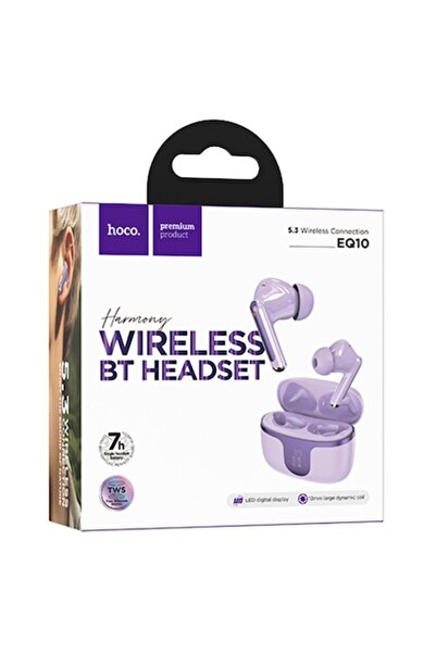 Hoco Căști wireless EQ10, BT 5.3, autonomie în standby de 180 ore, 300mAh, LED de alimentare, Harmony, violet