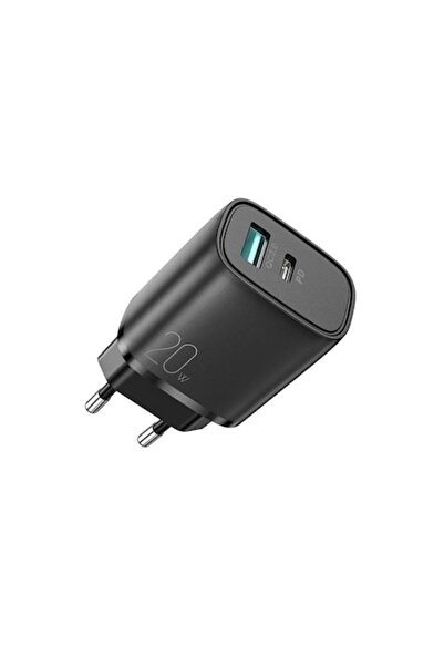 Joyroom L-QP2011 USB-A - USB-C 20W Fast Charge Charger with USB-C to USB-C Cable, Black