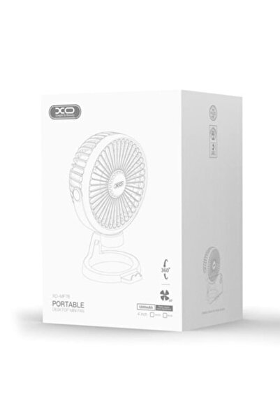 Xo Mini Desk Fan (MF78), Rechargeable, 4", 3 speeds, 1200mAh, White