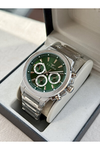 FERRO Silver Steel Band Men's Wristwatch Fm40123A-A6 All Functions Active 3 Atm Water Resistant
