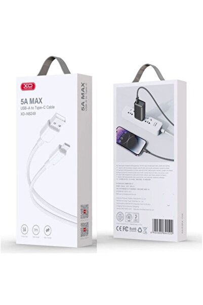 Xo Cablu transfer date si incarcare NB249 USB-A - USB-C 5A Brodat 1m, Alb