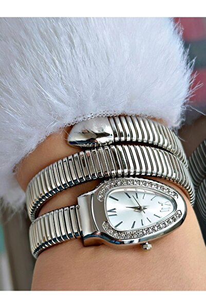 Mmctech Yeni Serisi Özel Tasarım Taşlı Yılan Modeli Metal Kordon Kadın Kol Saati