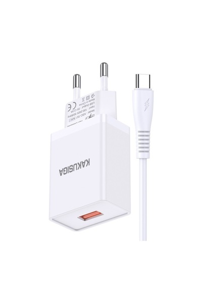 KAKUSİGA Incarcator retea si cablu de date Type-C 2.4A, 1M, Alb