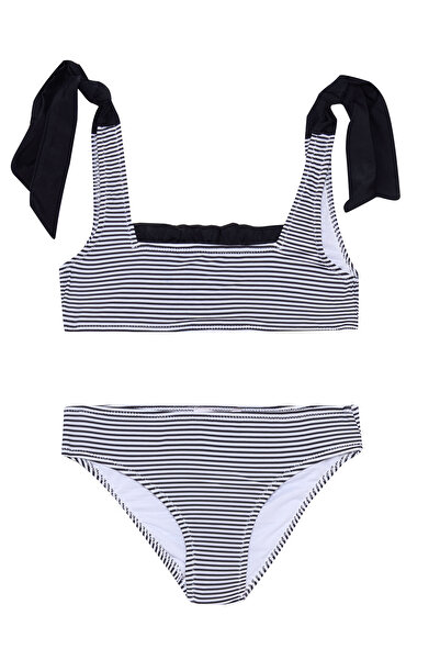 AQUELLA Girl's Bustier Striped Bikini Set
