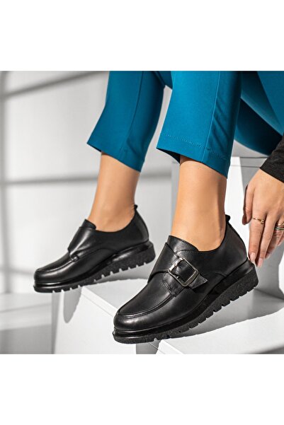 Modlet.ro Pantofi sport cu platformă din piele neagră pentru femei MOD14047