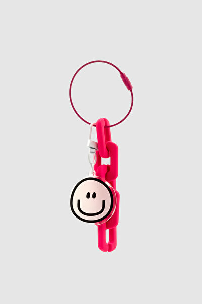 Wuclo Smiling Face Figured Chain Detailed Bag Charm Pink