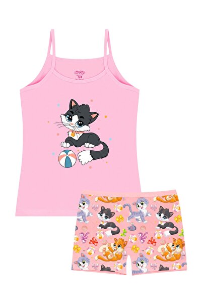 Öts Girl's Tank Top Boxer Lycra Pink Cat (96% Cotton - 4% Elastane)