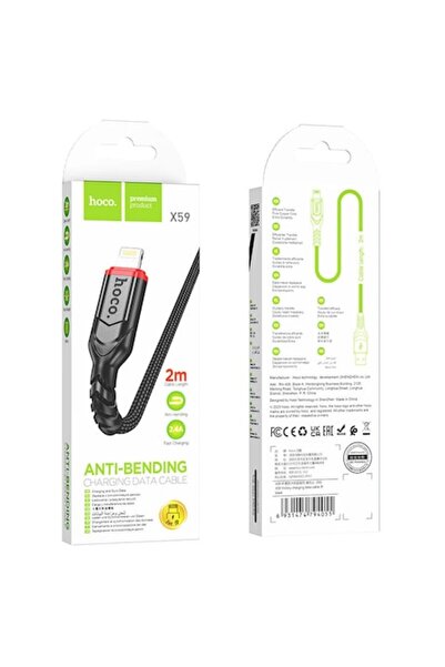Hoco Cablu Date si Incarcare (X59), USB-A la Lightning, 18W, 2.4A, 2m, Black