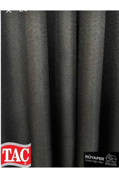 Taç Rüyaper Original Anthracite Linen Blackout Curtain Washable No Ironing Needed Plain Without Pleats