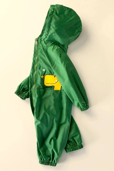 DeKuBaby New Season Cute Dragon Figure Hooded Pocketed Cotton Lined Baby & Kids Raincoat Jumpsuit Coat