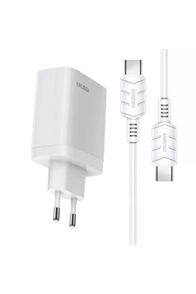 KAKUSİGA Încărcător de rețea, 40W PD, încărcare rapidă 3.0, 2 porturi USB-C + cablu tip C, alb