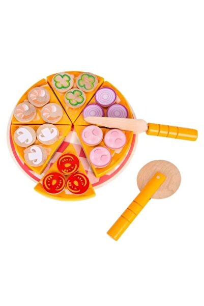 Toy Set de pizza din lemn pentru copii - Tăiere