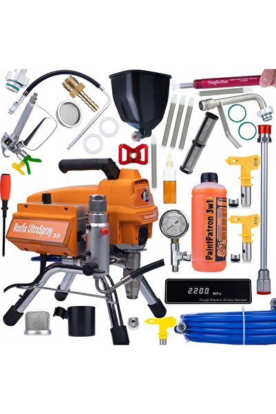 Rosfix Agregat Pistol Vopsit Tornado RT3 Set | 2200W 22MPa 6L 3x Duze 1L Fluid