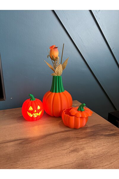 Atlas Lab Balkabağı Vazo – Halloween Konseptli Cadılar Bayramı Ürünü | 3D Baskı
