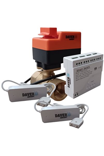 Daver Pachet anti-inundații WiFi cu alerte telefonice, doi senzori și valvă s...