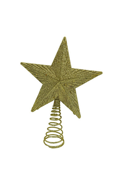 Toolsy Buton decorativ pentru brad de Crăciun, auriu, formă de stea, cu desig...