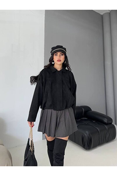 ZF BUTİK Сукня з застібкою-блискавкою та деталями на плечах із замші