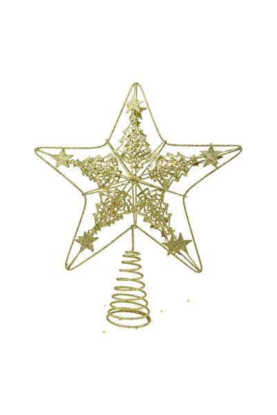 Toolsy Vârf decorativ pentru brad de Crăciun, auriu, formă de stea, design de...