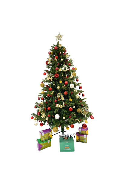 Flippy Set de brad de Crăciun artificial și elemente decorative, decorat cu c...