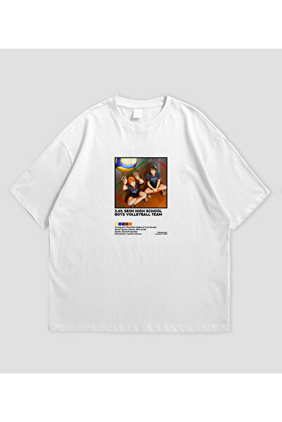 SVART WEAR 2.43: Tricou oversize unisex anime al echipei de volei pentru băie...