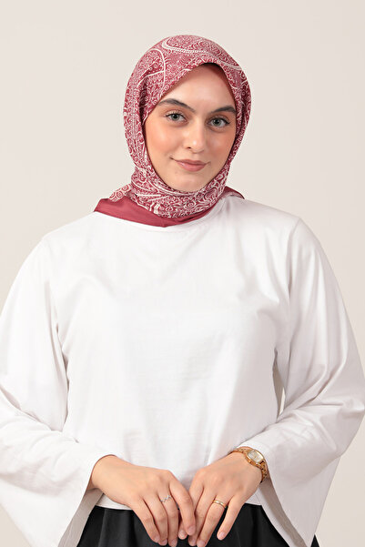 ipekistanbul Eșarfă din mătase de bumbac - Motiv iederă - Burgundy