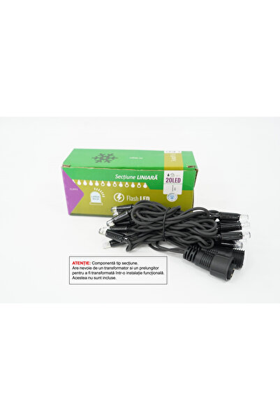Flippy Secțiune de instalare de Crăciun tip liniar, cu bliț, 2 m, 20 LED-uri,...