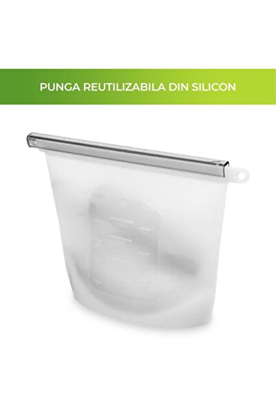 zioda smart essentials Silicone Food Bag, - Reusable, Airtight, Graded, 1000ml, 17x20cm, White