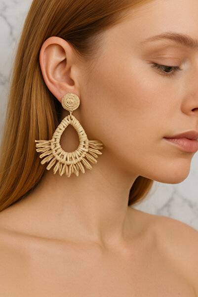 Glithe أقراط القش كريم المرأة