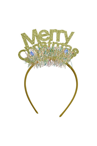 Flippy Merry Christmas headband/circle, gold color with tinsel, standard size,