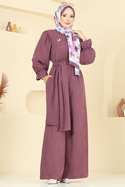 ModaMerve Beli Bağlamalı Sofia Tulum 2689SL432-MS Koyu Lila