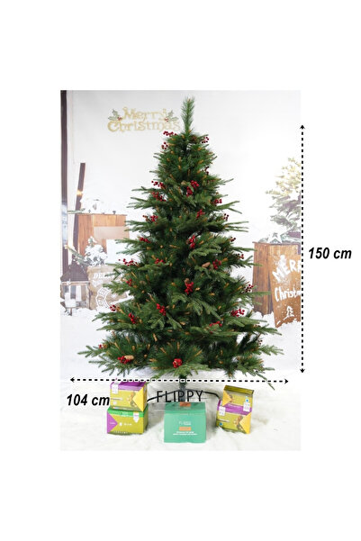 Flippy Brad de Crăciun artificial, decorat cu conuri de pin roșu, pentru inte...