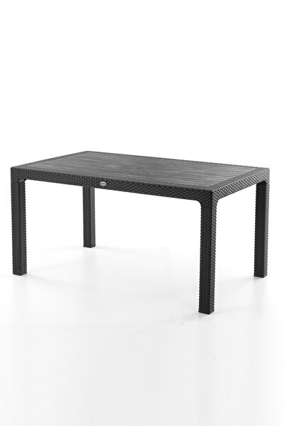 Evdemo Rattan 90x150 cm Masa Siyah