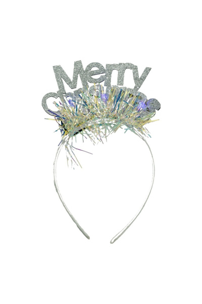 Flippy Bandă/cerc de Crăciun Fericit, culoare gri metalizat cu beteală, mărim...