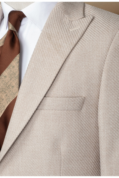 MODA DİNA Bej Italyan Stil Slim Fit Klasik Erkek Blazer Ceket