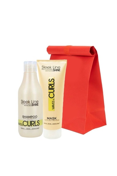 SLEEK LINE Set pentru păr ondulat și cârlionțat Șampon, 300 ml și Mască cu pr...