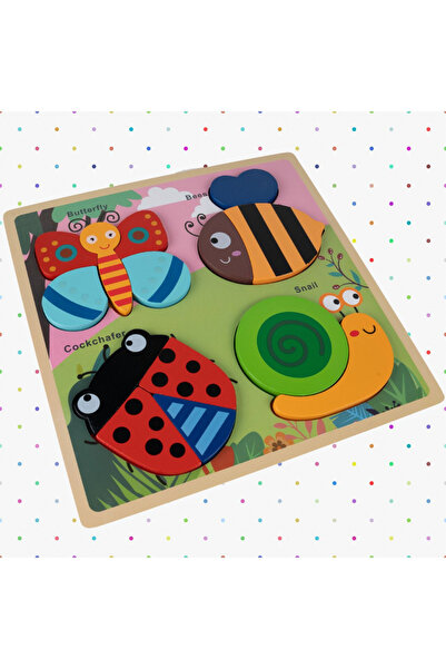 MalPlay Puzzle din lemn Cute Insects cu 14 piese, dimensiune 30x30 cm, varsta...