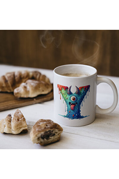 Kupa كوب على شكل حرف Y، هدية كوب على شكل حروف وحوش لطيفة من البورسلين