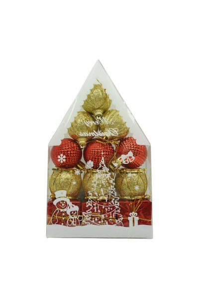 Toolsy Set de 12 ornamente pentru brad de Crăciun, Flippy, tip glob, roșu/aur...