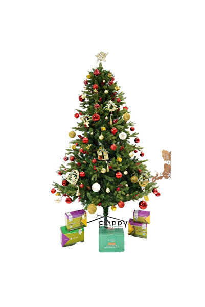 Flippy Set de brad de Crăciun artificial și elemente decorative, decorat cu c...