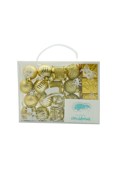Toolsy Set de 20 de ornamente pentru brad de Crăciun, Flippy, tip glob, aurii...