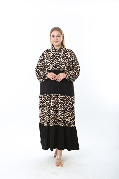 XL Modam Women's Leopard Print Lycra Plus Size Dress