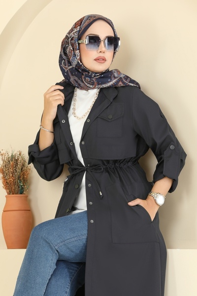 ModaMerve Beli Tünelli Cepli Trençkot 2512MSA980-MS Laci