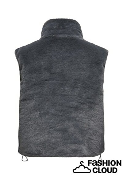 ONLY Kadin Gri Onldana Faux Fur Rev.waistcoat Otw Cc Yelek 15348986-Blackened