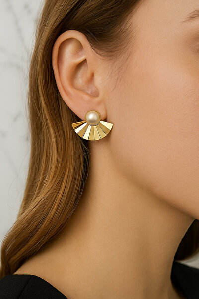 Glithe أقراط نسائية مزينة باللؤلؤ الفولاذي