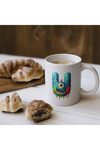 Kupa كوب على شكل حرف U، هدية كوب على شكل حروف وحوش لطيفة من البورسلين