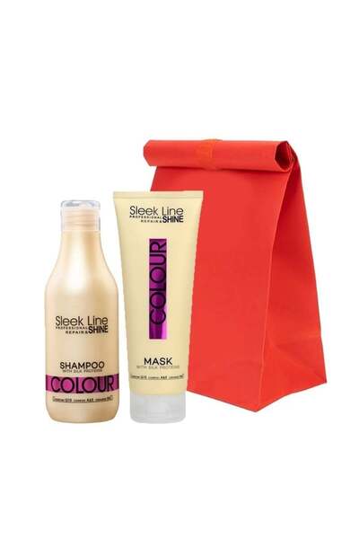 SLEEK LINE Σετ Χρώματος – Σαμπουάν, 300 ml και Μάσκα Πρωτεΐνης Μεταξιού για Β...